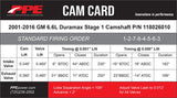 2001-2016 GM 6.6L Duramax Stage 1 Performance Camshaft Standard Fire PPE Performance