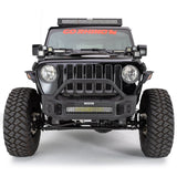 Rockline Front Stubby Bumper W/ Overrider Textured Black 2007-2025 Jeep Wrangler JK/JL 2020-2025 Jeep Gladiator Go Rhino