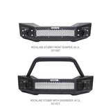 Rockline Front Stubby Bumper W/ Overrider Textured Black 2007-2025 Jeep Wrangler JK/JL 2020-2025 Jeep Gladiator Go Rhino