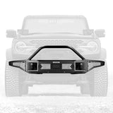 Rockline Winch Ready Front Full Width Bumper With Overrider For Ford Bronco Textured Black 2021-2026 Ford Bronco Go Rhino