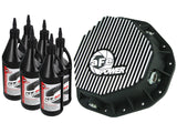Pro Series Rear Differential Cover Kit Black w/ Machined Fins & Gear Oil Dodge Diesel Trucks 03-05 L6-5.9L (td) aFe Power