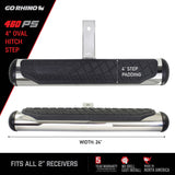 4 Inch Oval Hitch Step Polished Stainless Steel Go Rhino