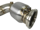 Twisted Steel Downpipe 3 to 2-3/4 Inch 304 Stainless Steel w/ Cat Mini Cooper S (F55/F56/F57) 15-19 L4-2.0L (t) B46 aFe Power