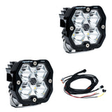 Squadron 2.0 Pro Black LED Auxiliary Light Pod Pair Universal Clear Baja Designs