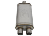 Mach Force-Xp 409 Stainless Steel Muffler 2-1/2 Inch ID Center/Dual-Outlet x 9 Inch W x 4 Inch H x 18 Inch L - Oval Body aFe Power