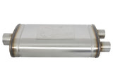 Mach Force-Xp 409 Stainless Steel Muffler 3 Inch ID Center/2-1/2 Inch ID Dual-Outlet x 11 Inch W x 6 Inch H x 22 Inch L - Oval Body aFe Power
