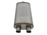 Mach Force-Xp 409 Stainless Steel Muffler 3 Inch ID Center/2-1/2 Inch ID Dual-Outlet x 11 Inch W x 6 Inch H x 22 Inch L - Oval Body aFe Power