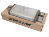 Mach Force-Xp 409 Stainless Steel Muffler 3 Inch ID Center/2-1/2 Dual-Outlet x 18 Inch L x 9 Inch W x 4 Inch H - Oval Body aFe Power