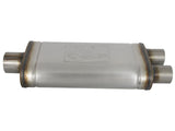 Mach Force-Xp 409 Stainless Steel Muffler 3 Inch ID Center/2-1/2 Dual-Outlet x 18 Inch L x 9 Inch W x 4 Inch H - Oval Body aFe Power