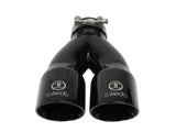 Takeda 304 Stainless Steel Clamp-on Exhaust Tip Black 2-1/2 Inch Inlet x 3 Inch Dual Outlet x 9-1/2 Inch L aFe Power