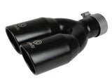 Takeda 304 Stainless Steel Clamp-on Exhaust Tip Black 2-1/2 Inch Inlet x 3-1/2 Inch Outlet X 12 Inch L aFe Power