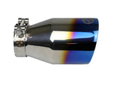 Mach Force-Xp 304 Stainless Steel Clamp-on Exhaust Tip Blue Flame 2-1/2 Inch Inlet x 4 Inch Outlet x 7 Inch L aFe Power