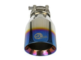 Mach Force-Xp 304 Stainless Steel Clamp-on Exhaust Tip Blue Flame 2-1/2 Inch Inlet x 4 Inch Outlet x 7 Inch L aFe Power