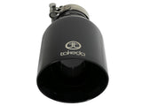Takeda 409 Stainless Steel Clamp-on Exhaust Tip Black 2-1/2 Inch Inlet x 4-1/2 Inch Outlet x 9 Inch L aFe Power