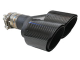 Takeda 304 Stainless Steel Clamp-on Exhaust Tip Carbon Fiber 2-1/2 Inch Inlet x 4 Inch Outlet x 12 Inch L Right aFe Power