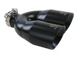 Takeda 304 Stainless Steel Clamp-on Exhaust Tip Black 2-1/2 Inch Inlet x 4 Inch Outlet x 12 Inch L Right aFe Power