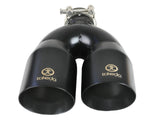 Takeda 304 Stainless Steel Clamp-on Exhaust Tip Black 2-1/2 Inch Inlet x 4 Inch Outlet x 12 Inch L Right aFe Power