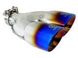 Takeda 304 Stainless Steel Clamp-on Exhaust Tip Blue Flame 2-1/2 Inch Inlet x 4 Inch Outlet x 12 Inch L Right aFe Power
