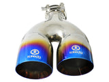 Takeda 304 Stainless Steel Clamp-on Exhaust Tip Blue Flame 2-1/2 Inch Inlet x 4 Inch Outlet x 12 Inch L Right aFe Power