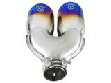 Takeda 304 Stainless Steel Clamp-on Exhaust Tip Blue Flame 2-1/2 Inch Inlet x 4 Inch Outlet x 12 Inch L Right aFe Power