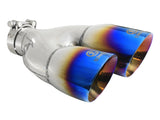 Takeda 304 Stainless Steel Clamp-on Exhaust Tip Blue Flame 2-1/2 Inch Inlet x 4 Inch Outlet x 12 Inch L Left aFe Power