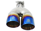 Takeda 304 Stainless Steel Clamp-on Exhaust Tip Blue Flame 2-1/2 Inch Inlet x 4 Inch Outlet x 12 Inch L Left aFe Power