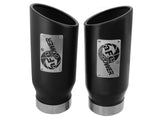 Mach Force-Xp 409 Stainless Steel Clamp-on Exhaust Tip Black 4 Inch Inlet x 5 Inch Outlet x 12 Inch L Left / Right aFe Power