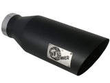 Mach Force-Xp 409 Stainless Steel Clamp-on Exhaust Tip Black 4 Inch Inlet x 7 Inch Outlet x 18 Inch L Bolt-On Right aFe Power