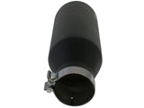 Mach Force-Xp 409 Stainless Steel Clamp-on Exhaust Tip Black 4 Inch Inlet x 7 Inch Outlet x 18 Inch L Bolt-On Right aFe Power