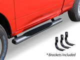 4 Inch OE Xtreme SideSteps With Mounting Bracket Kit Polished Stainless Steel 2007-2018 Silverado/Sierra 150/2500 HD Go Rhino