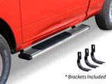 5 Inch OE Xtreme Low Profile SideSteps With Mounting Bracket Kit Polished Stainless Steel 2004-2014 Ford F-150 Go Rhino