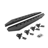 RB10 Slim Line Running Boards Angled With Mounting Brackets Textured Black For 2007-2018 Jeep Wrangler JK Go Rhino