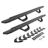 RB30 Running Boards with Mounting Brackets & 2 Pairs of Drops Steps Kit Protective Bedliner Coating 2014-2018 Silverado/Sierra 1500/2500 HD Go Rhino