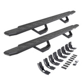 RB30 Running Boards with Mounting Brackets & 2 Pairs of Drop Steps Kit Protective Bedliner Coating 2019-2026 Sierra 1500 2020-2026 Sierra 2500/3500 HD Go Rhino
