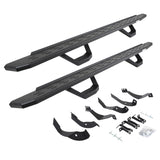 RB30 Running Boards with Mounting Brackets & 2 Pairs of Drops Steps Kit Protective Bedliner Coating 2015-2019 Silverado/Sierra 2500 HD Go Rhino