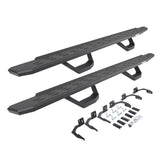 RB30 Running Boards with Mounting Brackets & 2 Pairs of Drops Steps Kit Protective Bedliner Coating 2009-2014 Dodge Ram 1500 Go Rhino