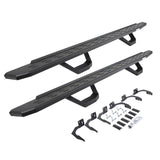 RB30 Running Boards with Mounting Brackets & 2 Pairs of Drops Steps Kit Protective Bedliner Coating 2009-2025 Dodge Ram 1500/2500/3500 Go Rhino
