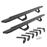 RB30 Running Boards with Mounting Brackets & 2 Pairs of Drops Steps Kit Protective Bedliner Coating 1999-2016 Ford F-250/F-350 Go Rhino