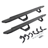 RB30 Running Boards with Mounting Brackets & 2 Pairs of Drops Steps Kit Protective Bedliner Coating 2015-2018 Ram 1500 Go Rhino