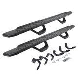 RB30 Running Boards with Mounting Brackets & 2 Pairs of Drops Steps Kit Textured Black 2015-2018 Ram 1500 Go Rhino