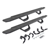 RB30 Running Boards with Mounting Brackets & 2 Pairs of Drops Steps Kit Protective Bedliner Coating 2015-2018 Ram 1500 Go Rhino