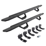 RB30 Running Boards with Mounting Brackets & 2 Pairs of Drops Steps Kit Protective Bedliner Coating 2019-2025 Ram 1500 Go Rhino