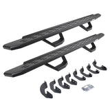 RB30 Running Boards with Mounting Brackets & 2 Pairs of Drops Steps Kit Textured Black 2007-2021 Toyota Tundra Extended Cab Go Rhino