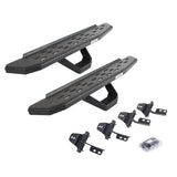 RB30 Running Boards with Mounting Brackets & 1 Pairs of Drops Steps Kit Protective Bedliner Coating For 2007-2018 Jeep Wrangler JK Go Rhino