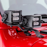 XE Windshield Cowl Light Mount Two 3 Inch X 3 Inch Industry Standard Cube LED's Textured Black 2018-2026 Jeep Wrangler JL 2020-2025 Jeep Gladiator Go Rhino