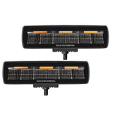 Go Rhino Blackout Combo Series Lights Pair of Sixline LED Flood Lights With Amber Accent Black Go Rhino