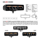 Go Rhino Blackout Combo Series Lights Pair of Sixline LED Flood Lights With Amber Accent Black Go Rhino