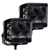 Go Rhino Blackout Series Lights Pair of 4x3 Cube LED Sideline Flood Light Kit Black Go Rhino