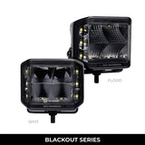 Go Rhino Blackout Series Lights Pair of 4x3 Cube LED Sideline Flood Light Kit Black Go Rhino