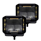 Go Rhino Blackout Combo Series Lights Pair of 4x3 Cube Sideline LED Flood Lights W/Amber Black Go Rhino